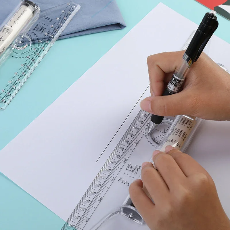 Zxiixz Angles Line Ruler 15cm 30cm Multi-Function Drawing Tool Roll Draw Ruler Metric Rolling Ruler Clear Parallel Rolling Ruler