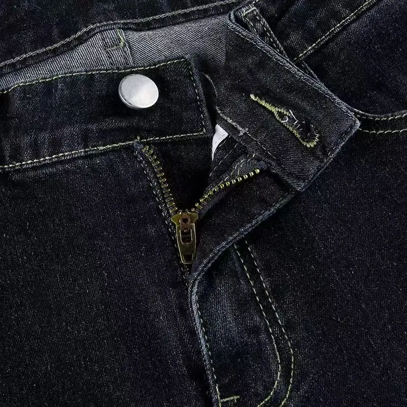 Novo y2k flare jeans vintage cintura baixa bonito calças estéticas streetwear casual calças de carga feminino coreano angustiado jean