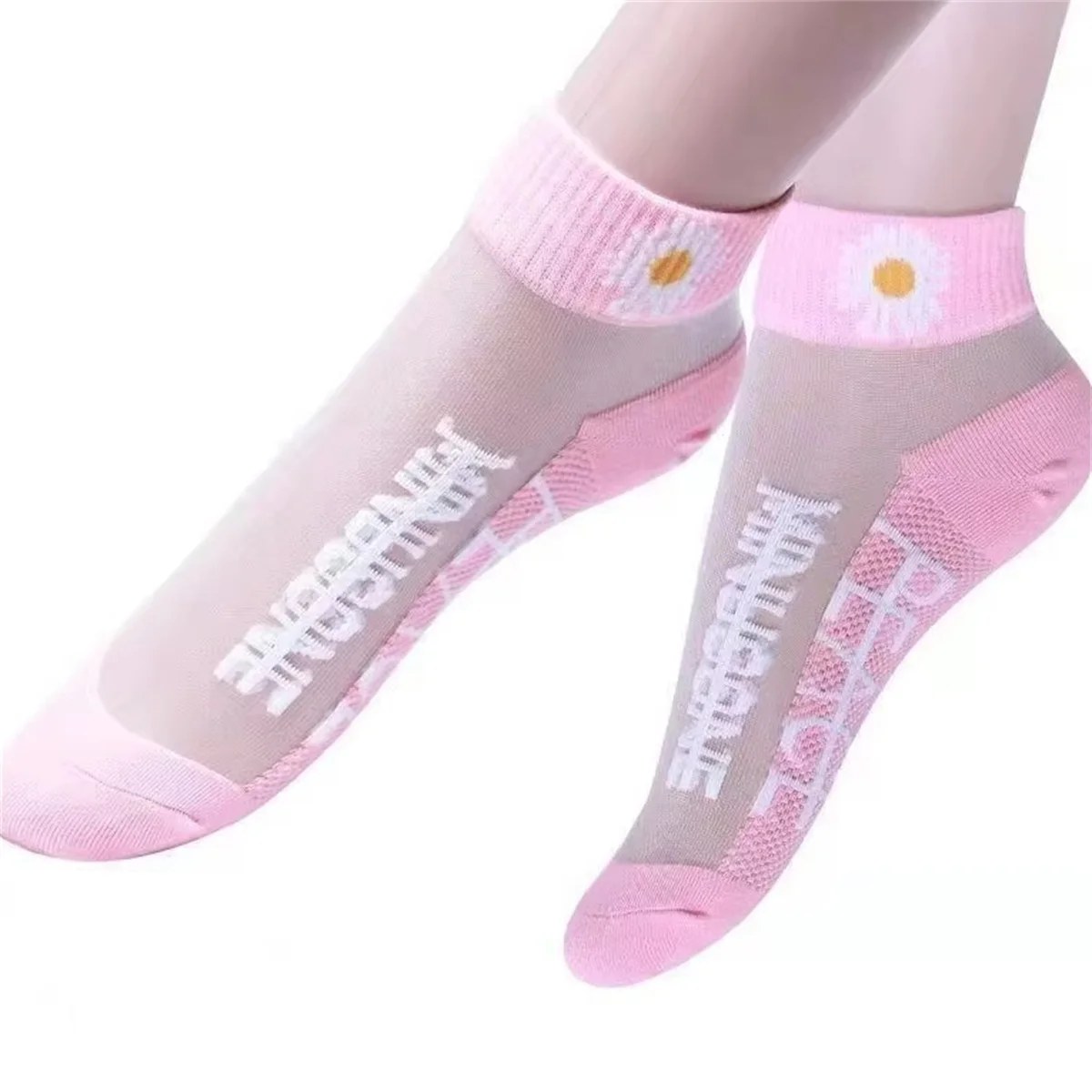 5 Paar Socken mit Gänseblümchenmuster, weiche und leichte kurze Netzsocken, Damenstrümpfe und Strumpfwaren
