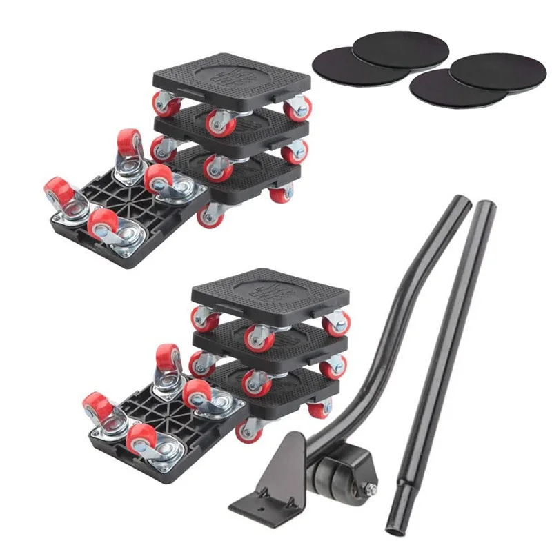 Furniture Moving Transport Roller Set Removal Lifting Moving Tool Set Wheel Bar Mover moving Heavy Stuffs Device Hand Tool