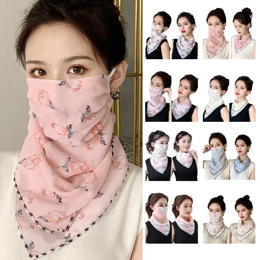 Sciarpa per donna Protezione solare UV Sciarpa per il collo da escursionismo Sciarpa triangolare per esterni Velo per protezione solare Maschera in seta di ghiaccio Copertura per il viso