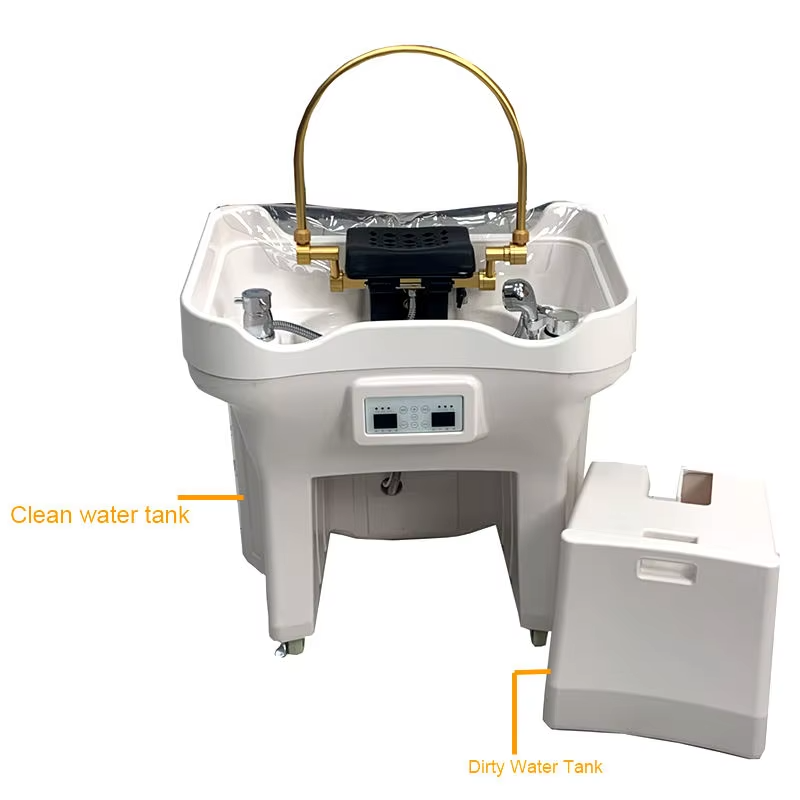 White Head Spa Fiberglass Bed Head Shampoo Bowl Hair Spa Washing Shampoo Basin Portable Head Spa Sink