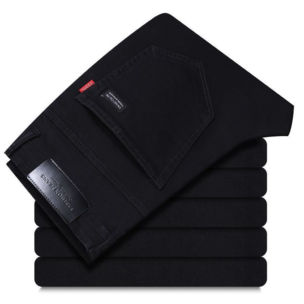 Frühling Herbst Vintage Schwarz Business Jeans Männer Casual Gerade Stretch Klassische Arbeit Denim Hosen Koreanische Komfortable Marke Hose