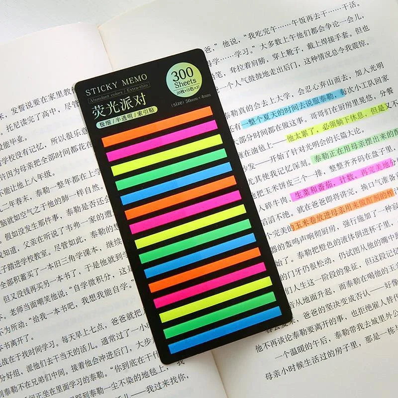 300 แผ่นที่มีสีสันปฏิบัติดัชนี Sticky Notes บางหมวดหมู่ Memo บุ๊คมาร์คสติกเกอร์ป้ายสํานักงานนักเรียนอ่านหนังสือเครื่องหมาย