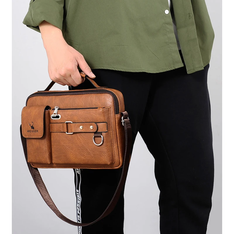 Borsa a tracolla da uomo borsa a tracolla in pelle PU Cross Messenger Business Tote Boston Breifcases borsa a tracolla quadrata piccola maschile