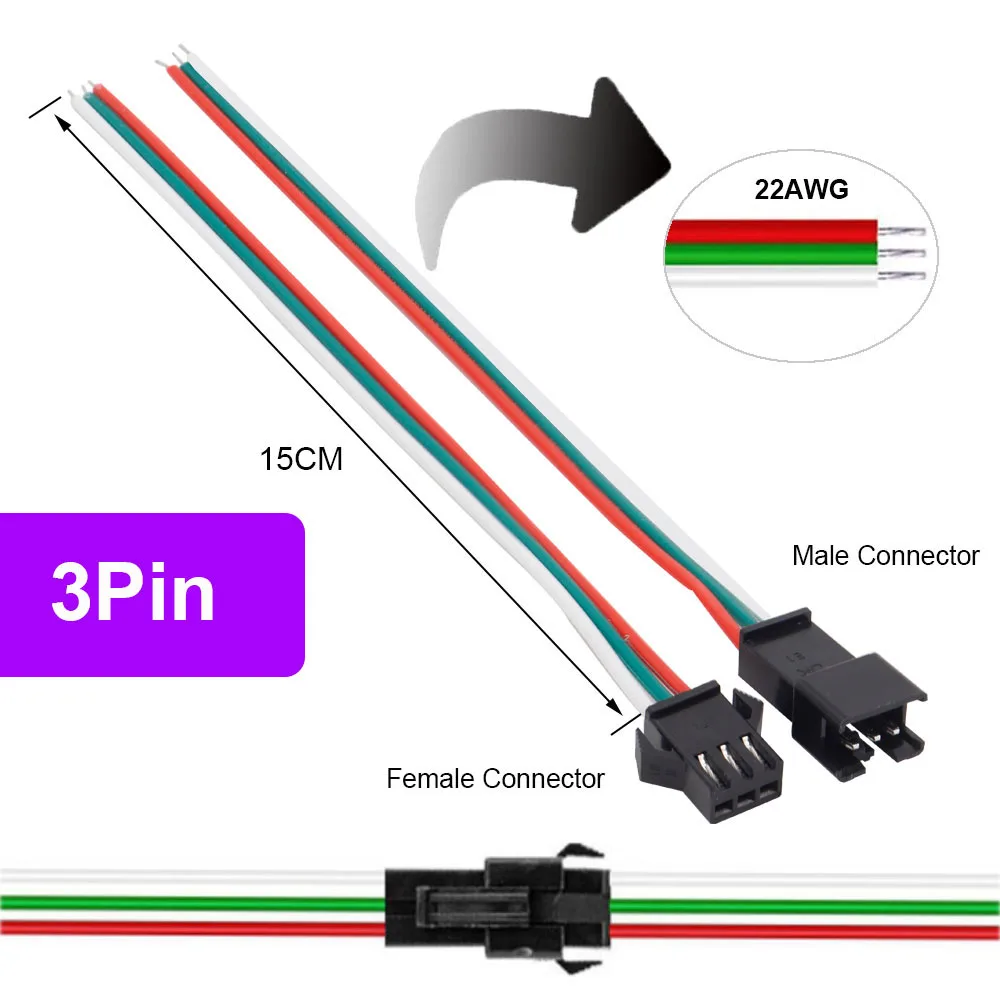 5-100Pair 2pin 3pin 4pin 5pin 6Pin Led JST Connector Male/Female Wire Connector Led Strip Plug For RGB RGBW Light Lamp Adapter