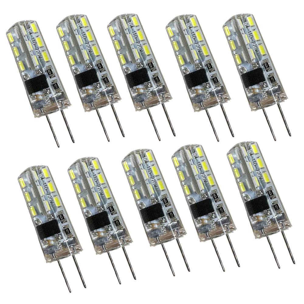 10Pcs G4 Led-lampe 2W 24led 12V AC220V 3014SMD Saving Mini Silikon Lampe 360 Strahl Winkel ersetzen Halogen Licht Scheinwerfer Kronleuchter