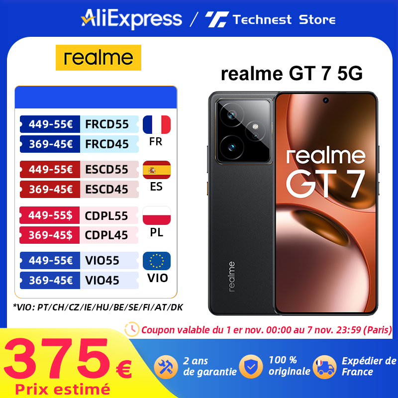 Global Versie realme GT 7 5G AI Smartphone Mediatek Dimensity 9400e 120 HZ AMOLED Display 7000 mAh Batterij 120 W Snel opladen