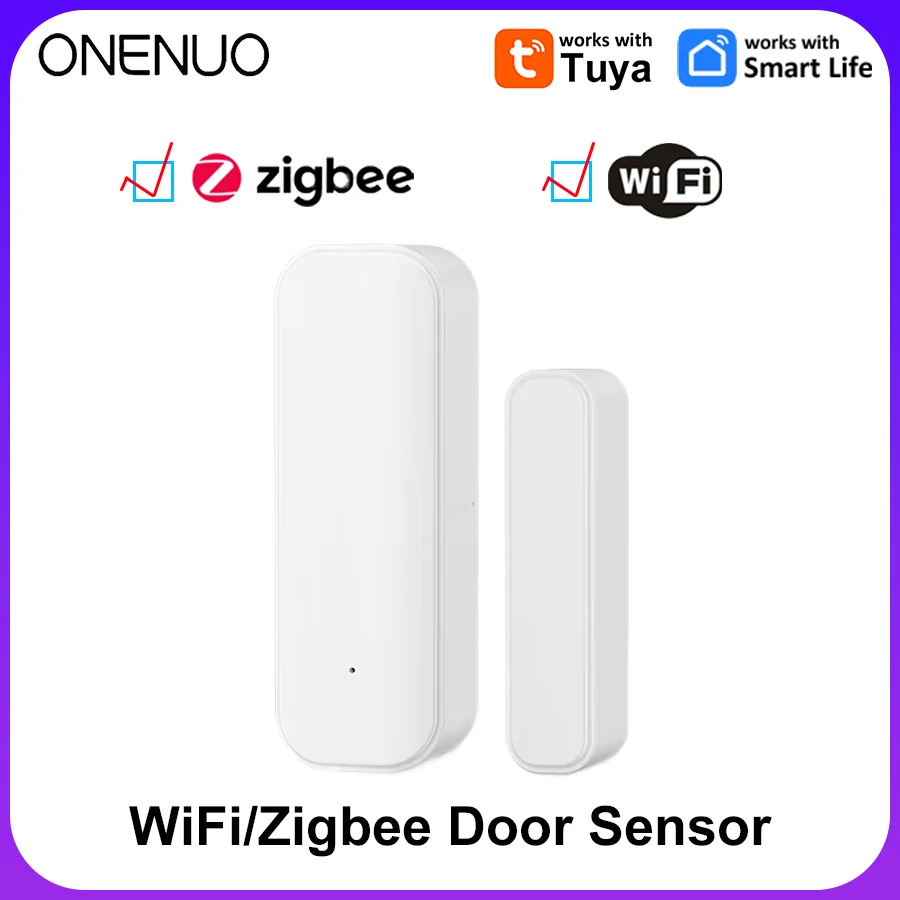 Zigbee ou wifi sensor de porta janela com bateria tuya sistema alarme segurança em casa inteligente controle voz via alexa google casa inteligente