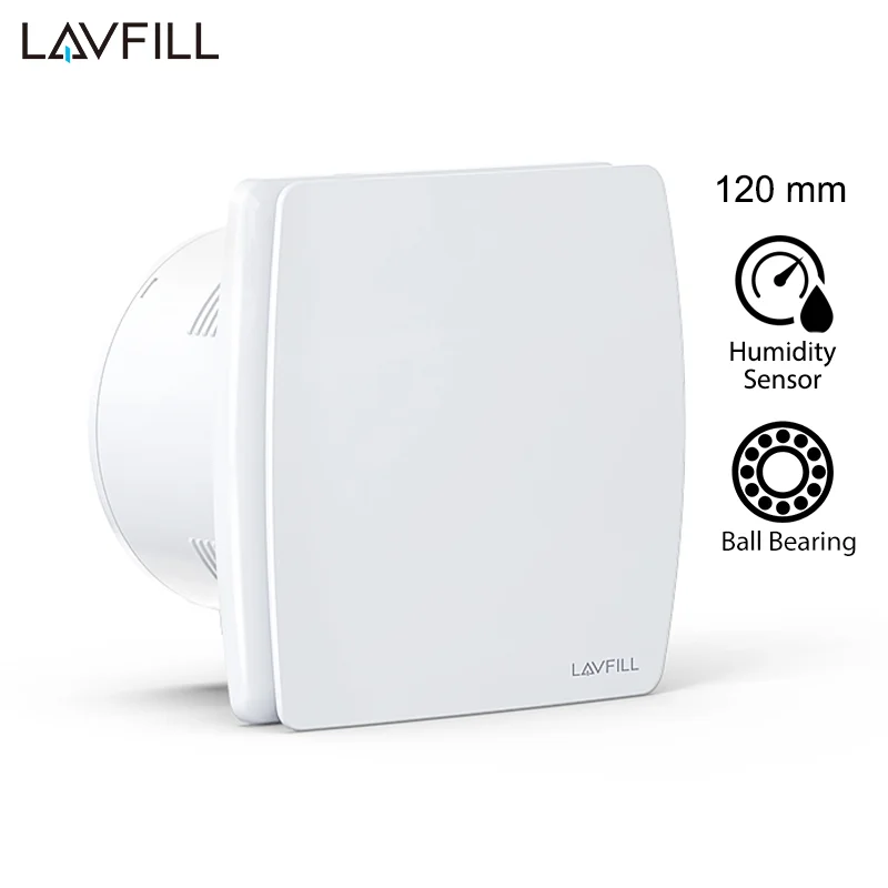 Conducto de 230V, 5 ", 120MM, Motor de rodamiento de bolas, temporizador de humidistato, escape de techo de pared, ventilador de baño con Sensor de humedad, válvula trasera