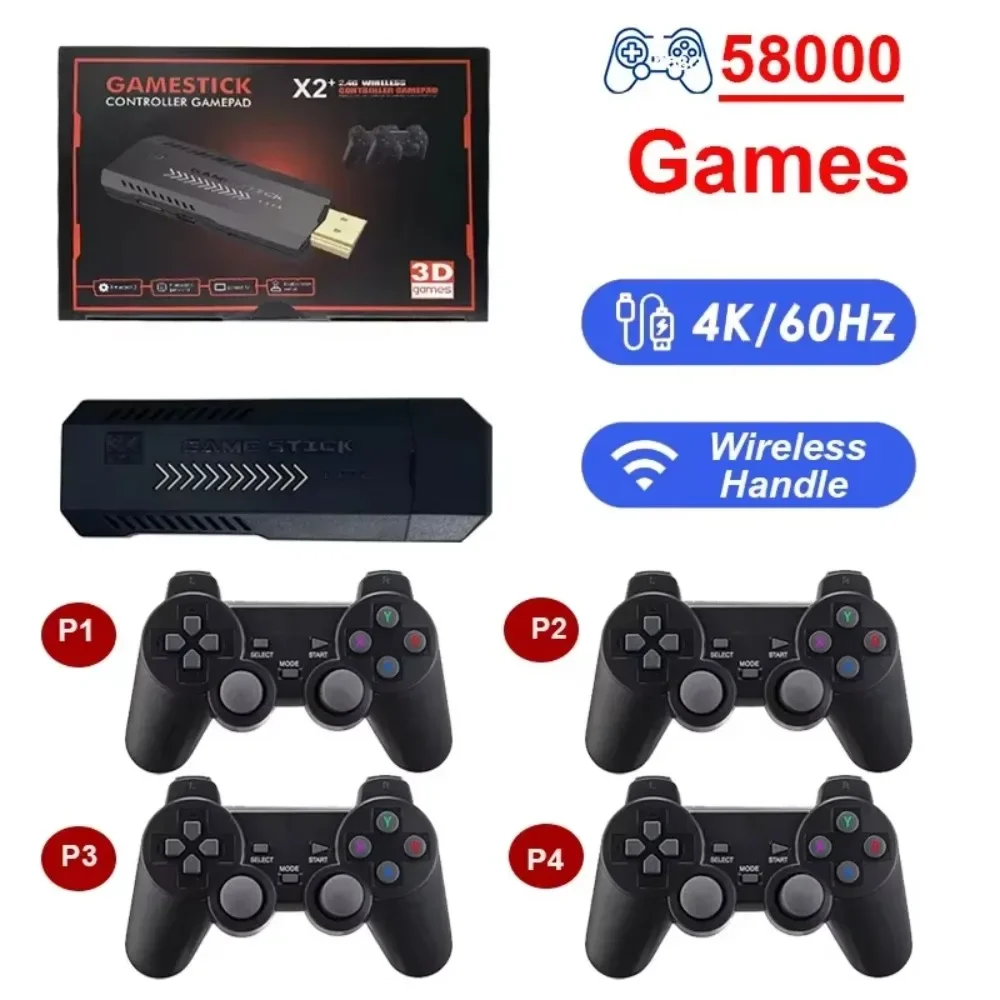 X2 GD10 Pro 4K Retro Game Console 2.4G Dual Wireless - 256GB 30000+ Jogos para PS1/N64/PSP, TV portátil Gaming Stick
