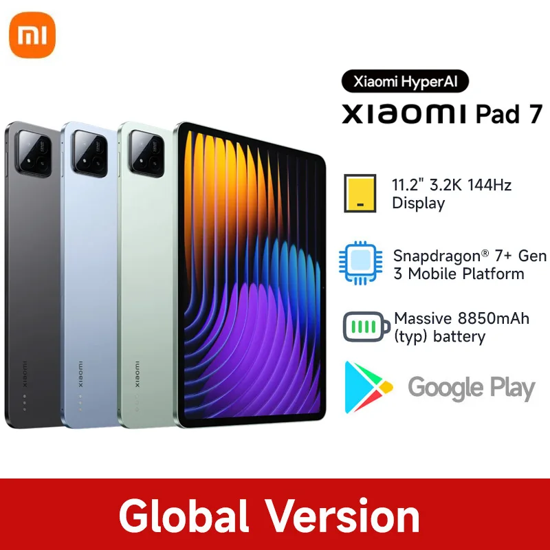 Global Versie Xiaomi Pad 7 Snapdragon 7+ Gen 3 Octa-core CPU Tablet 8850mAh 13MP Camera 11.2" 3.2K Display 144Hz 45W Opladen