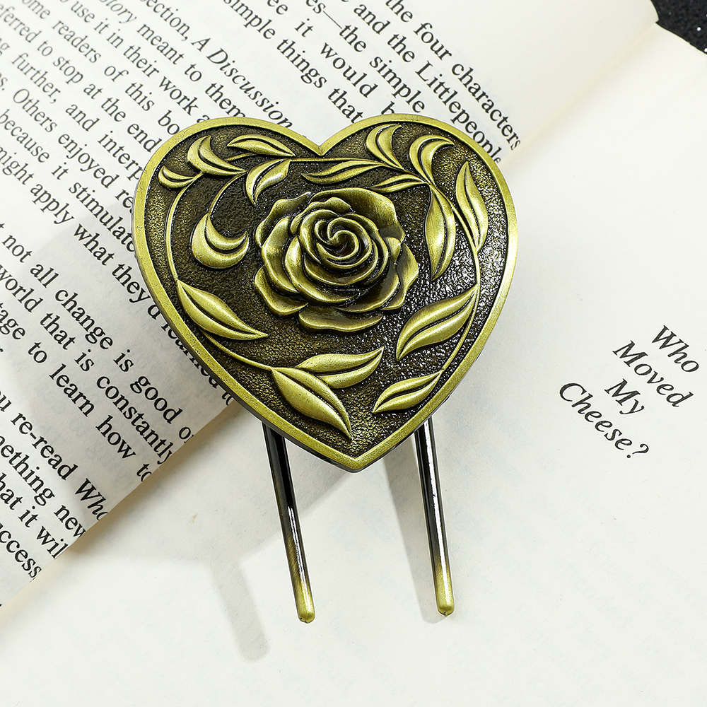 Creative Vintage Love Rose Book Clips - Bronze Metal Bookmark, Reading Writing Office Accessories for Book Lovers