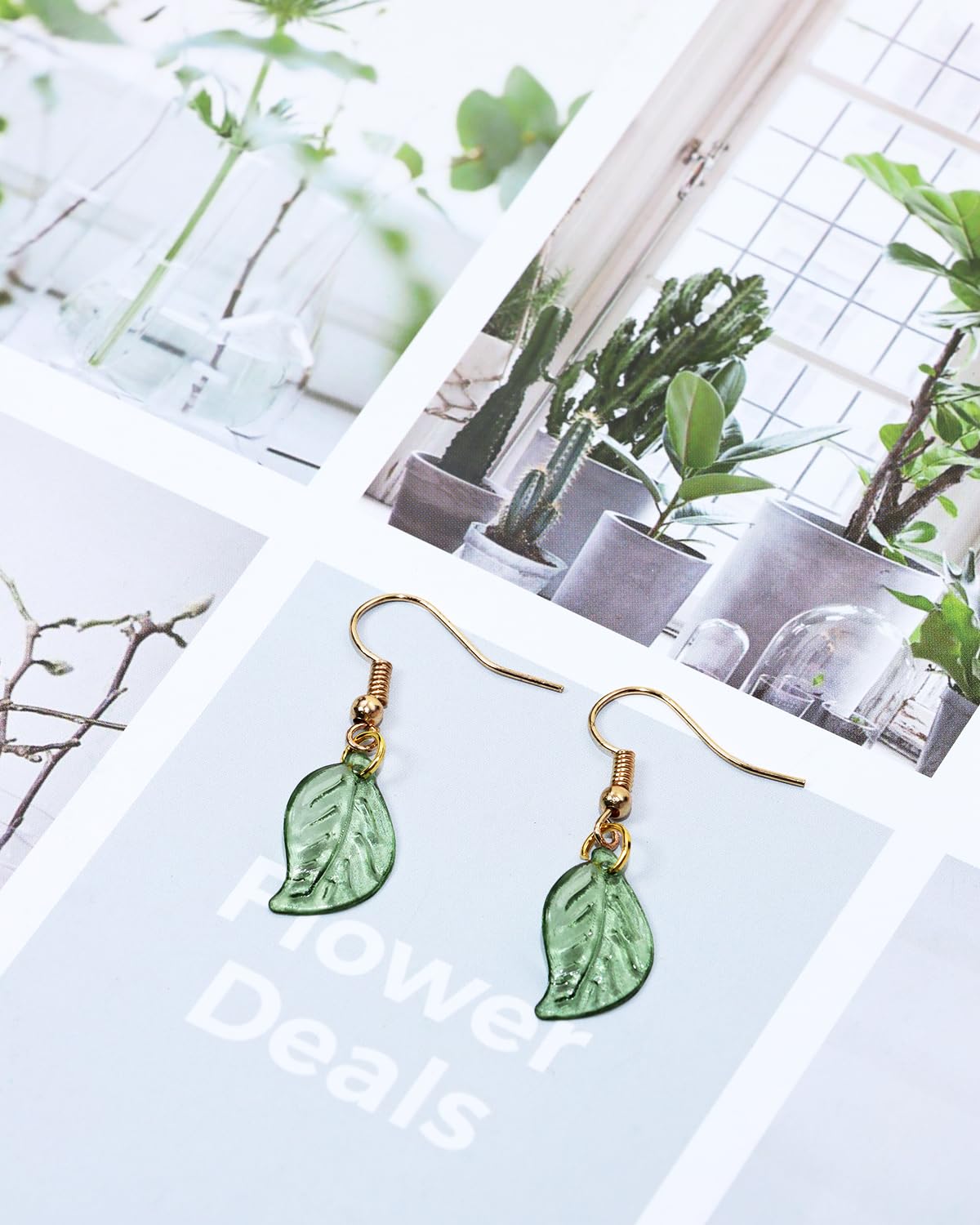 Groene bladbedels voor doe-het-zelf-sieraden – acryl transparante kralen voor knutselen, op de natuur geïnspireerde hangers voor oorbellen, armbanden