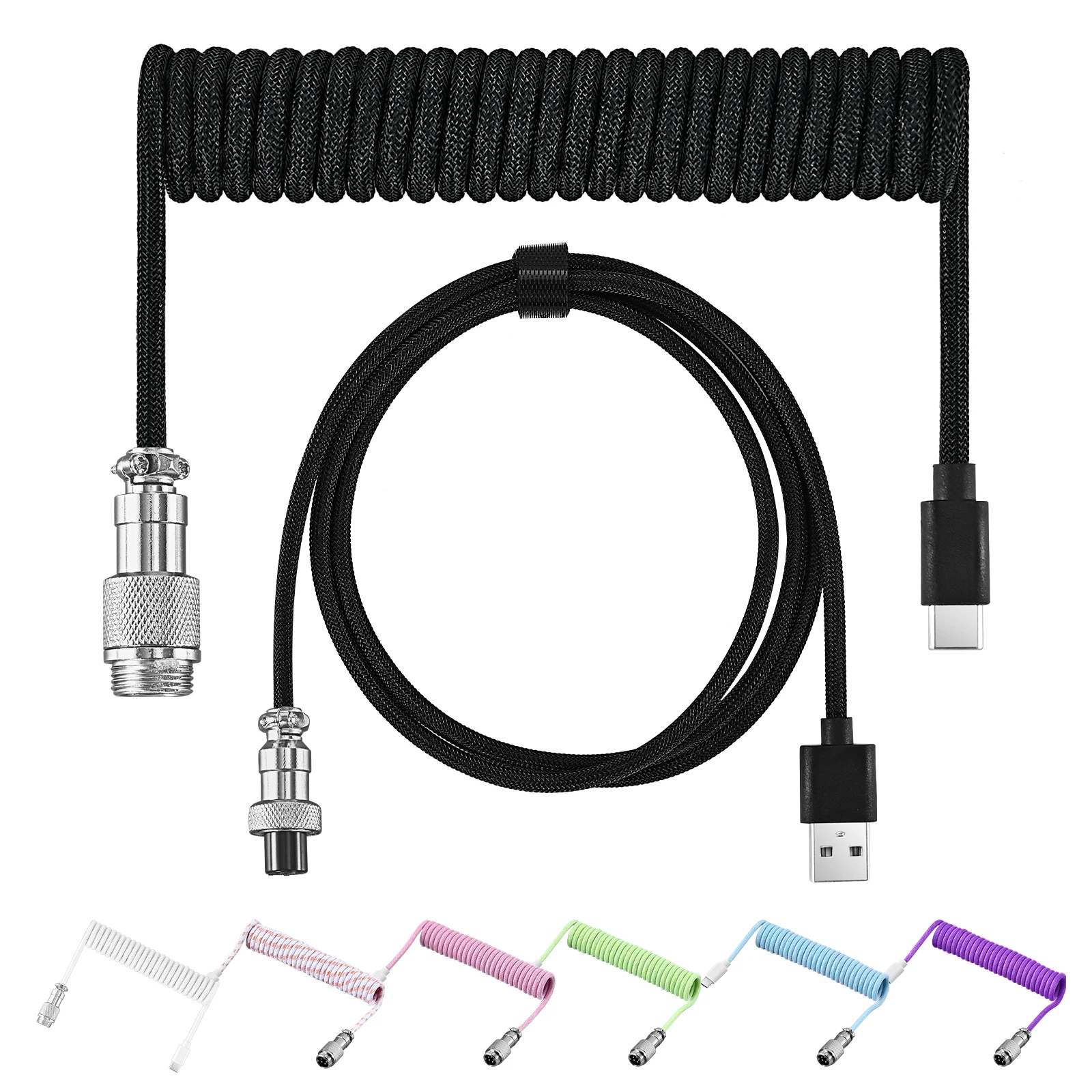 NNBILI NEW  Mechanical Keyboard Coiled Cable USB C Keyboard Wire Mechanical Keyboard Aviator Desktop Computer Aviation Connector