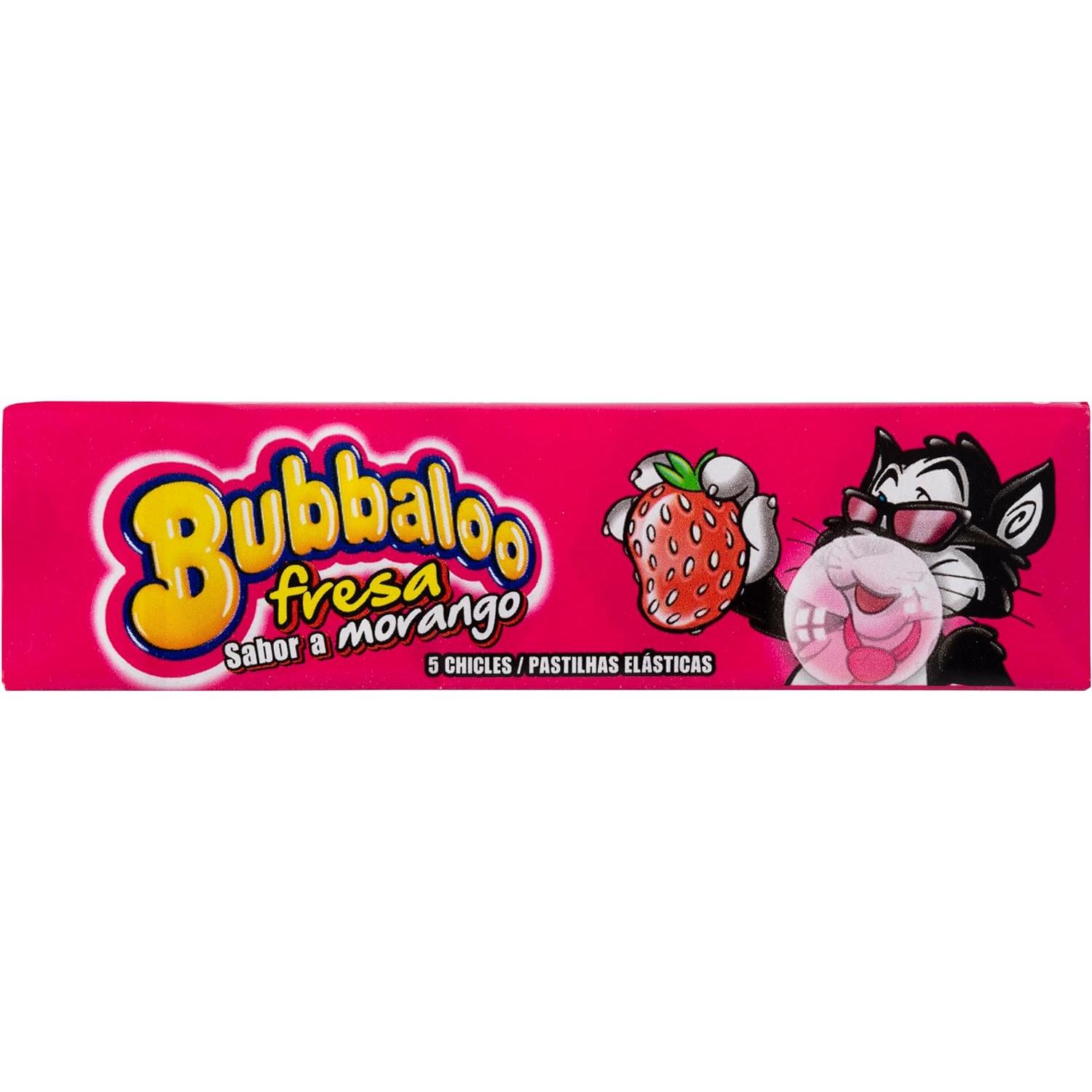 Bubbaloo Chicles Fresa - Formato stick - Caja con 18 paquetes de 38g cada uno