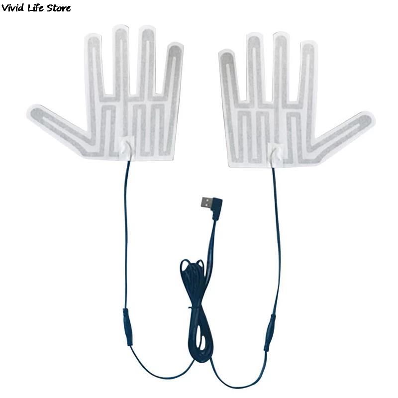 USB Heated Gloves Pad Winter Warm Five-Finger Gloves Heating Pad Electric Heating Film Glove Heating Sheet for Skiing Cycling