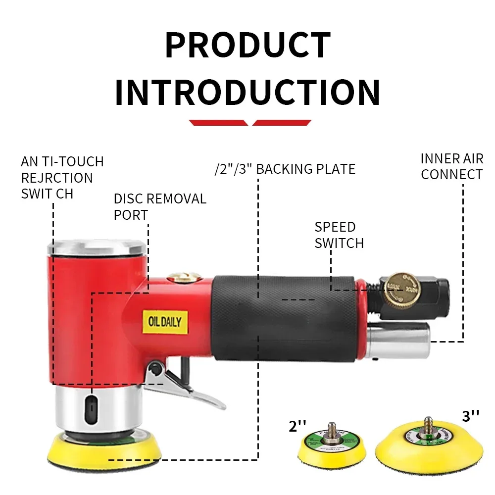 Random Orbit Air Sander Mini-pneumatische Schleifmaschine zum Polieren von Autos, luftbetriebener Hochgeschwindigkeits-Schleifpolierer