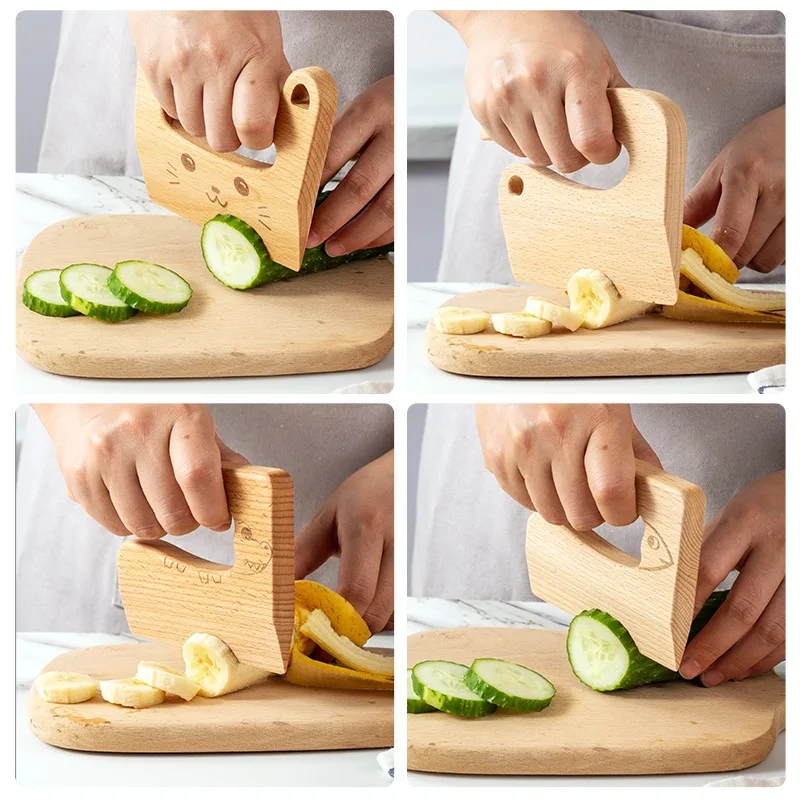 Gỗ Trẻ Em Dao Nấu Ăn An Toàn Cắt Đồ Chơi Rau Và Trái Cây Cắt Hình Dễ Thương Dụng Cụ Nhà Bếp Dành Cho Trẻ Từ 3 Tuổi và Lên