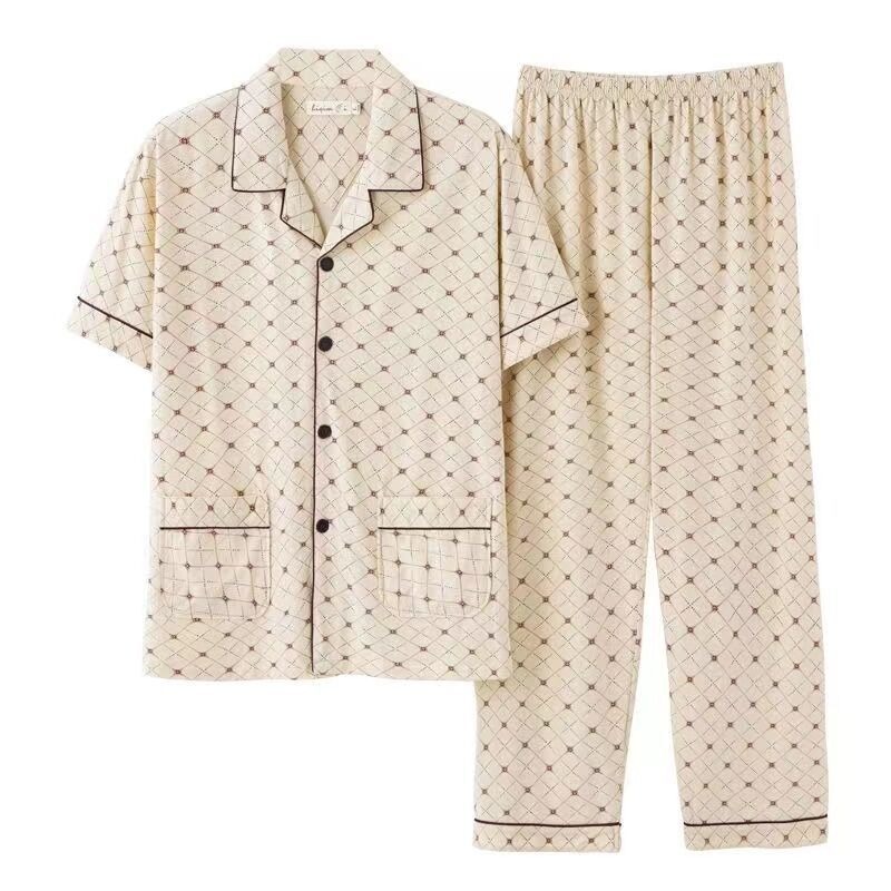 100% algodão botão acima superior e calças pijamas masculinos plus size loungewear casual simples moda juventude pijamas homewear 2 peças conjunto