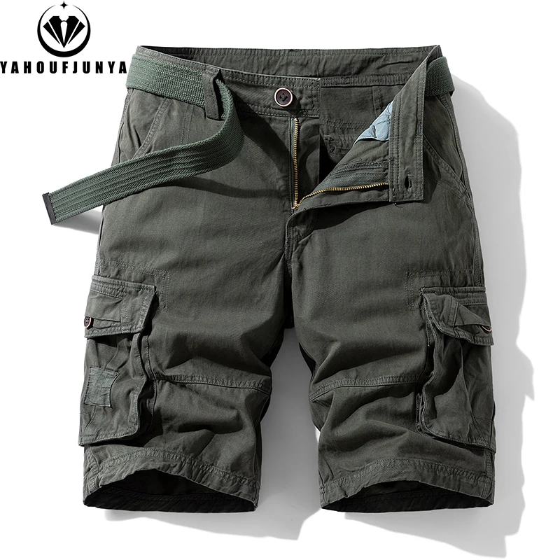 Nuevos hombres verano ocio al aire libre botones estilo Cargo pantalones cortos hombres sólido recto algodón cómodo diseño de moda pantalones cortos hombre