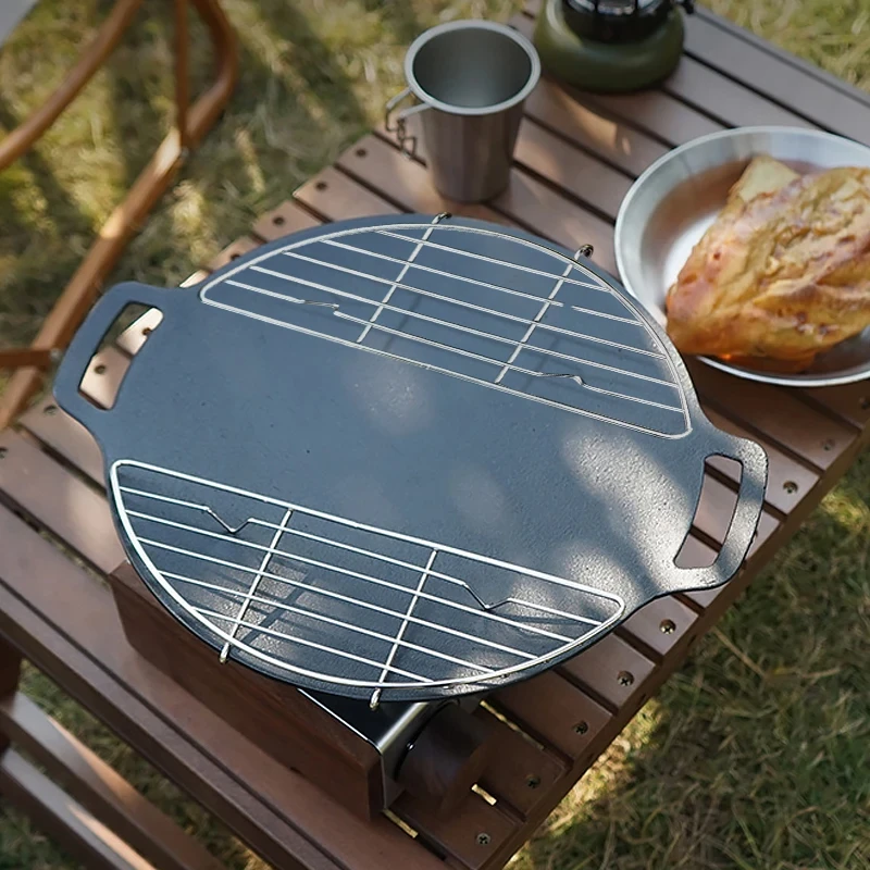 Red para barbacoa al aire libre, rejilla de vapor de acero inoxidable para acampar, sartén para barbacoa, drenaje de carne, parrilla antiquemaduras