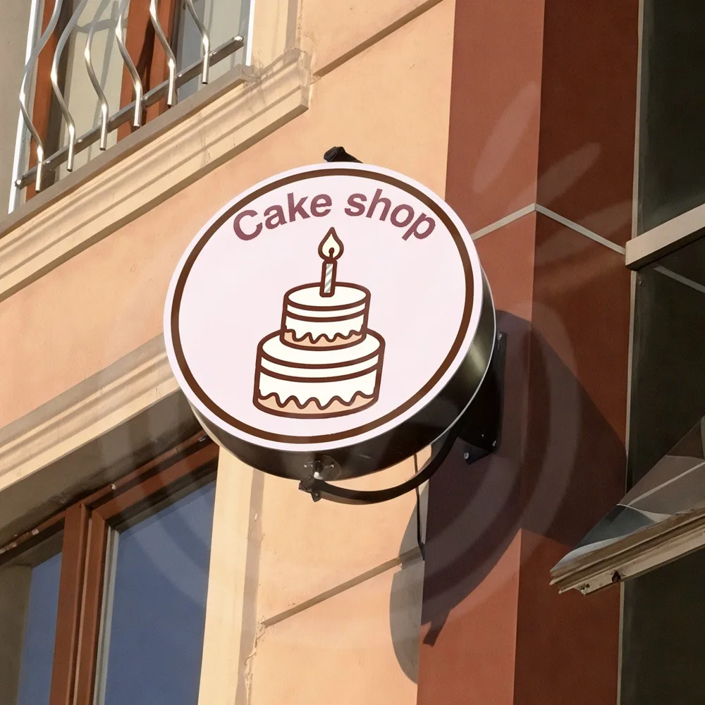 Custom 360 Rotating Light Box Acrylic LED for Storefronts Double Sided Round Box Outdoor Waterproof Hanging Sign