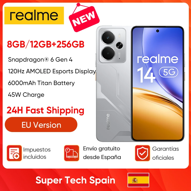 [Programma Pioneer] smartphone realme 14 5G Snapdragon ®   6 Gen 4 Chipset 6000mAh Batteria 45W Carica 120Hz Display AMOLED IP69 NFC
