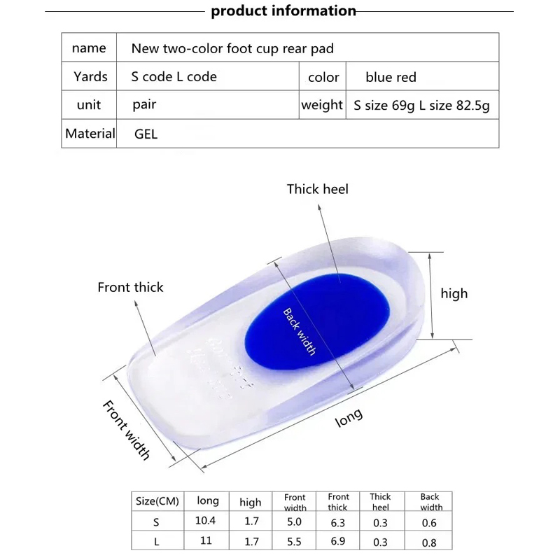 Palmilhas de absorção de choque de silicone macio masculino e feminino invisível altura crescente meia almofada alívio da dor palmilhas de cuidados com os pés