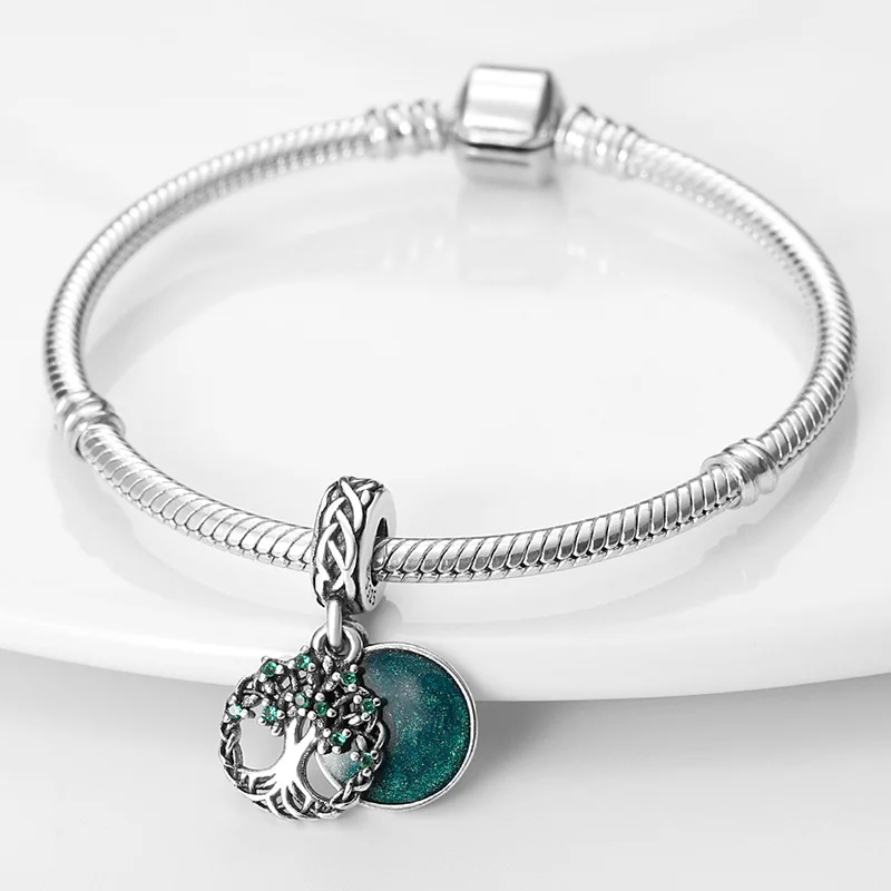 สตรี Tree Of Life จี้ Charms ลูกปัดสําหรับ 3 มม.925 เงินสร้อยข้อมือสร้อยคอ DIY เครื่องประดับ Fine ของขวัญร้อน