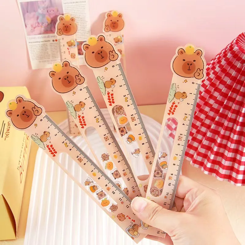 15cm simpatico cartone animato capibara animale righello dritto strumento di misurazione cancelleria disegno forniture scolastiche per ufficio regalo di compleanno
