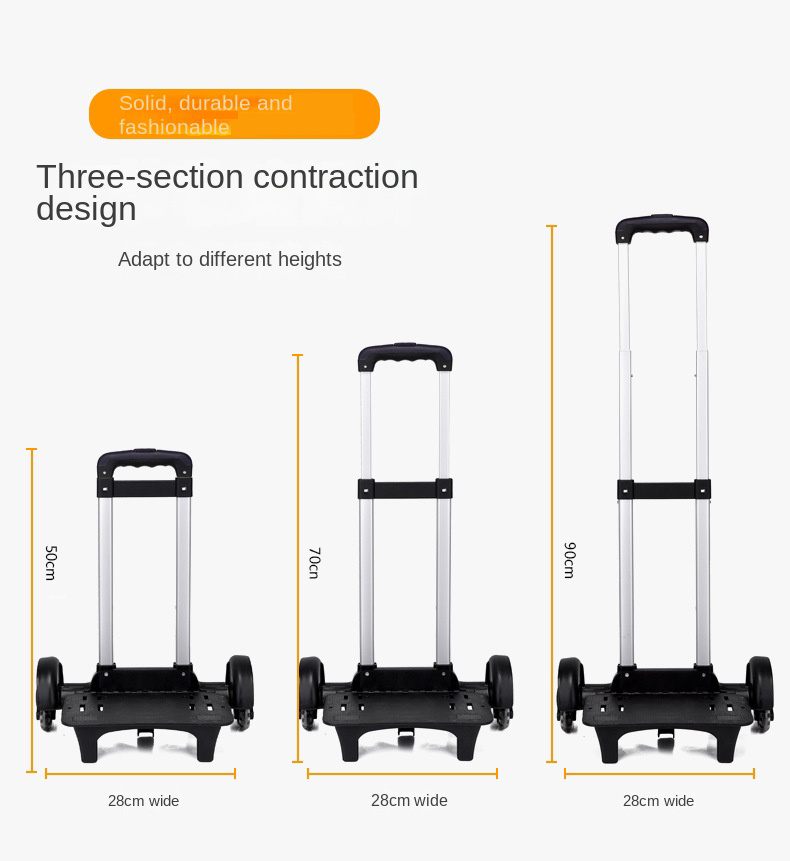 Mochila para carrinho infantil, bolsa de rodas, haste expansível, mochila escolar, bolsa de bagagem, 2, 6 rodas