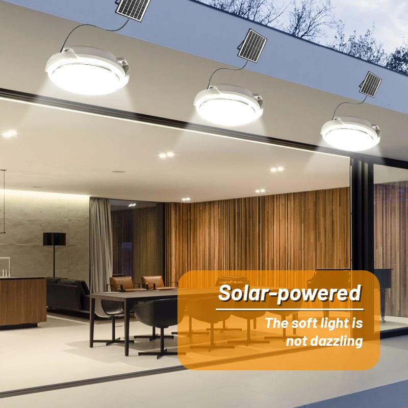 60W/100W/200W LED Plafoniera solare Lampada solare esterna impermeabile con telecomando 5M Linee Zero Power per corridoio giardino