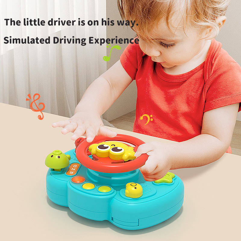 Simulação Steering Wheel Toy para crianças, Carrinho educacional interativo, Brinquedos vocais, Baby Gift, Crab Light