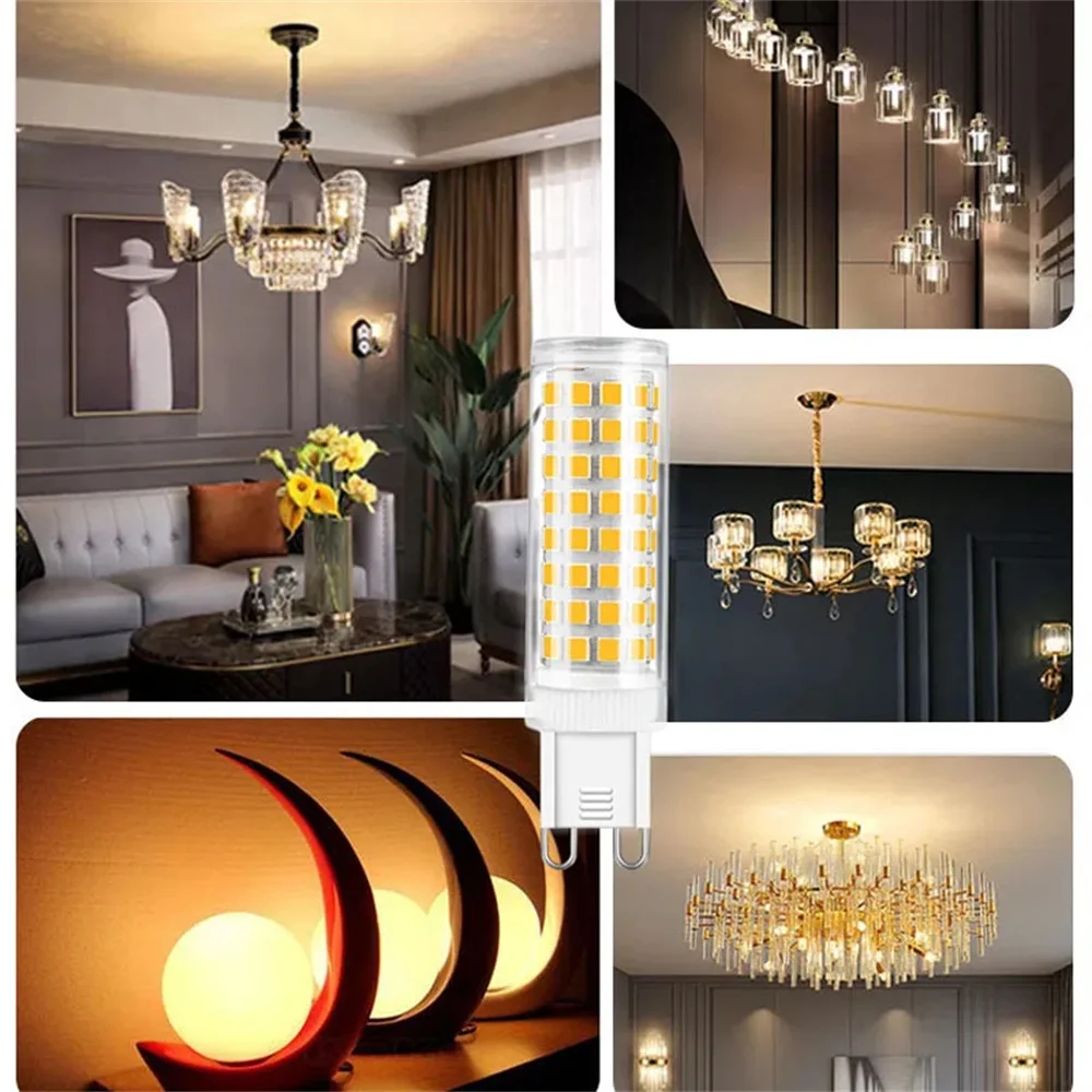 ミニg9 LED電球,ランプ7w,9w,12w,15w,18w,220v,トウモロコシの光,クール,暖かい,ニュートラルホワイト,家庭用シャンデリア用セラミックランプ2835smd