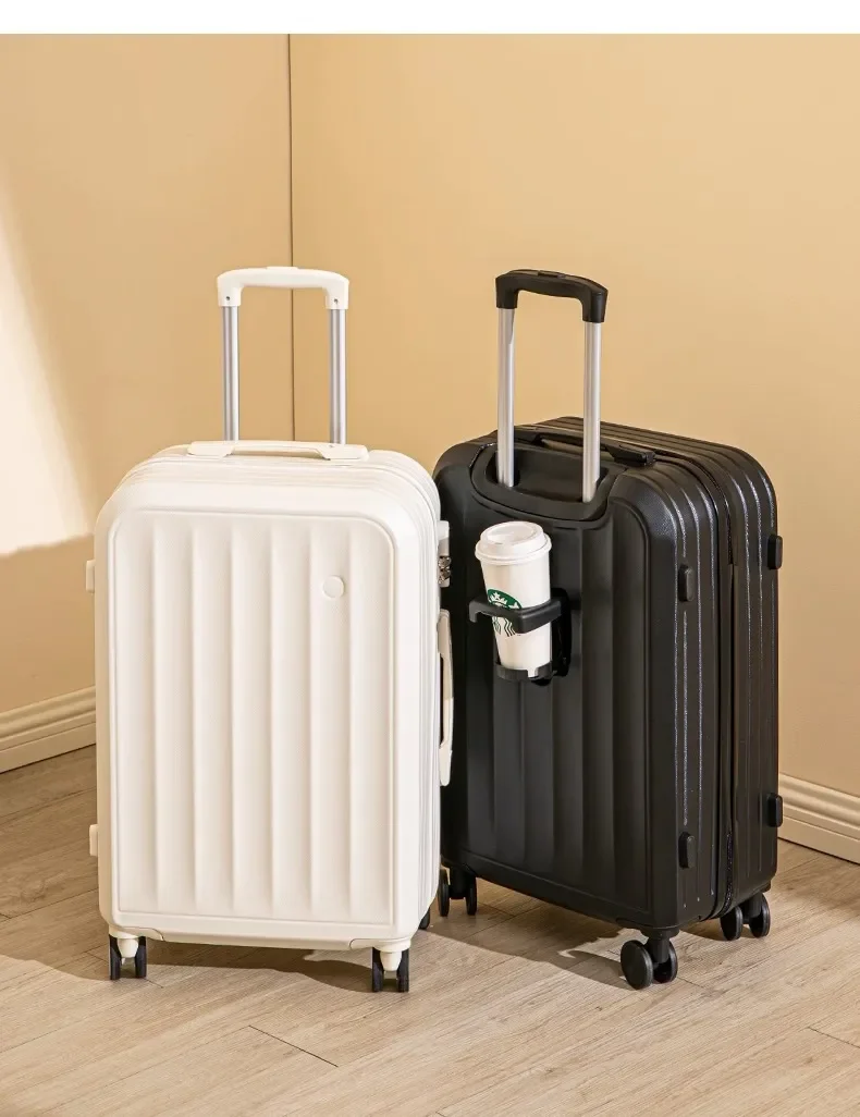 Grande Capacidade Rolling Mala Set, Leve Trolley Case com porta-copos, continuar na cabine, moda, 20"