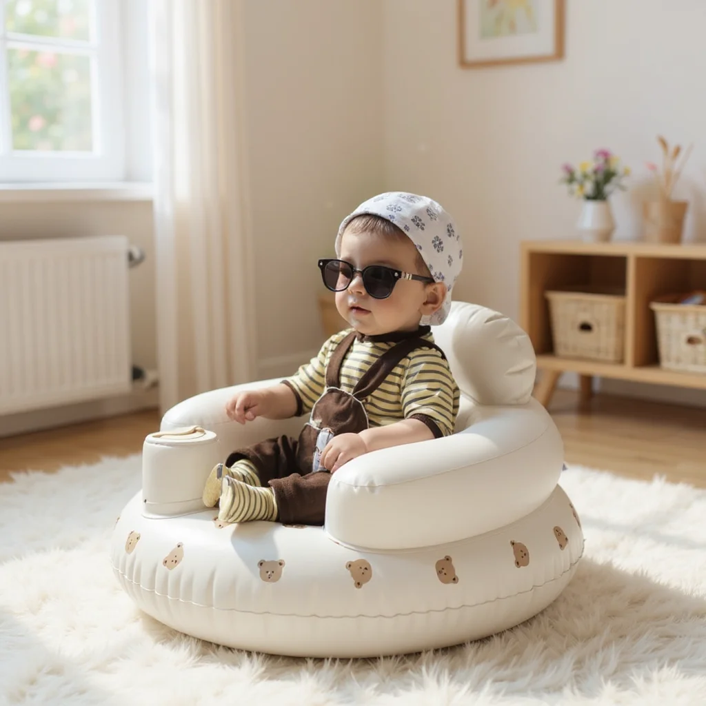 1 pçs infantil brilhante sofá inflável do bebê portátil pvc fezes de banho crianças puff assento multifuncional prática sentado cadeira de banho