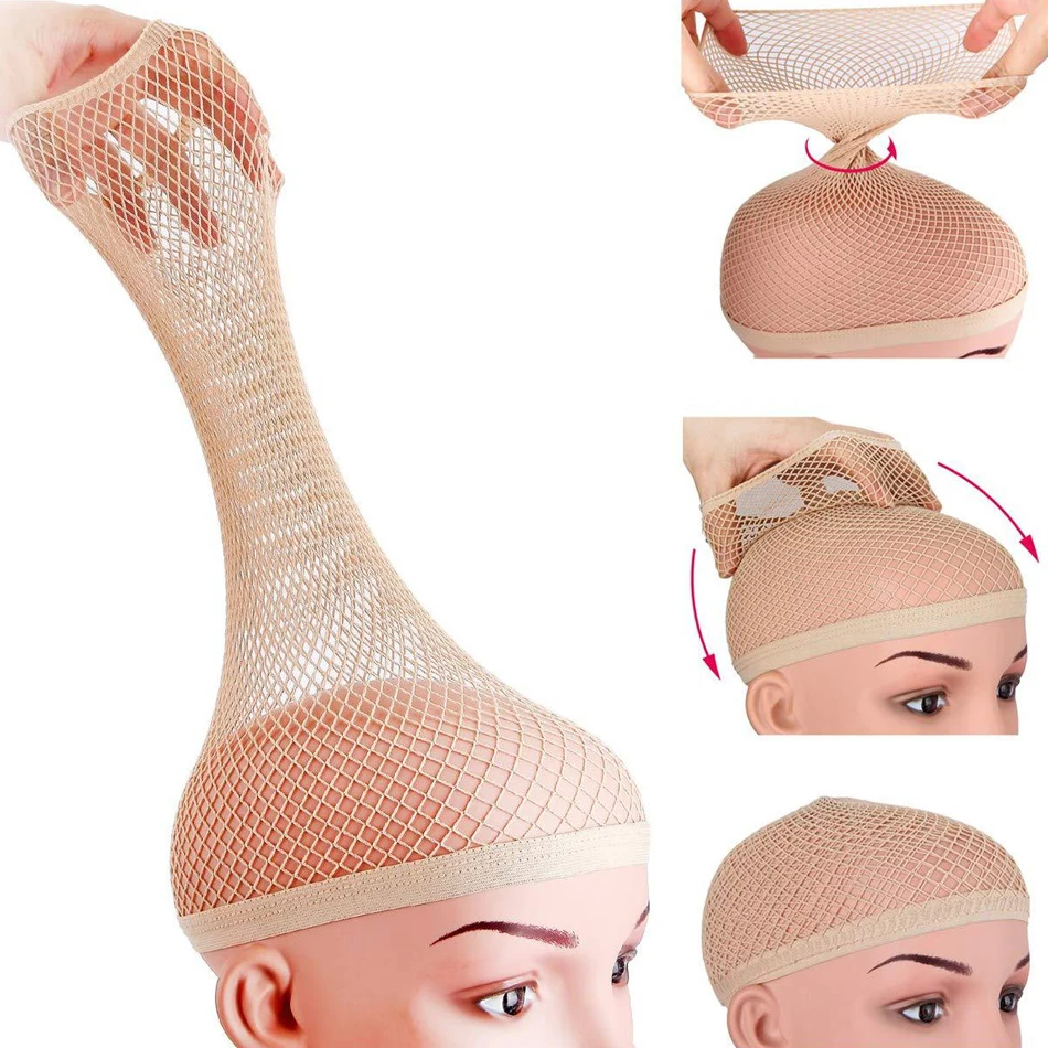 Gorro de peluca de alta calidad, gorro de media marrón para Navidad, gorros de peluca de Cosplay, forro elástico de malla para hacer pelucas
