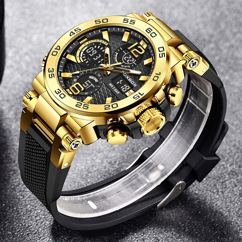 Reloj de negocios FOXBOX, reloj de buceo a la moda para hombre, reloj deportivo de lujo de marca superior, cronógrafo militar resistente al agua, reloj Masculino + caja