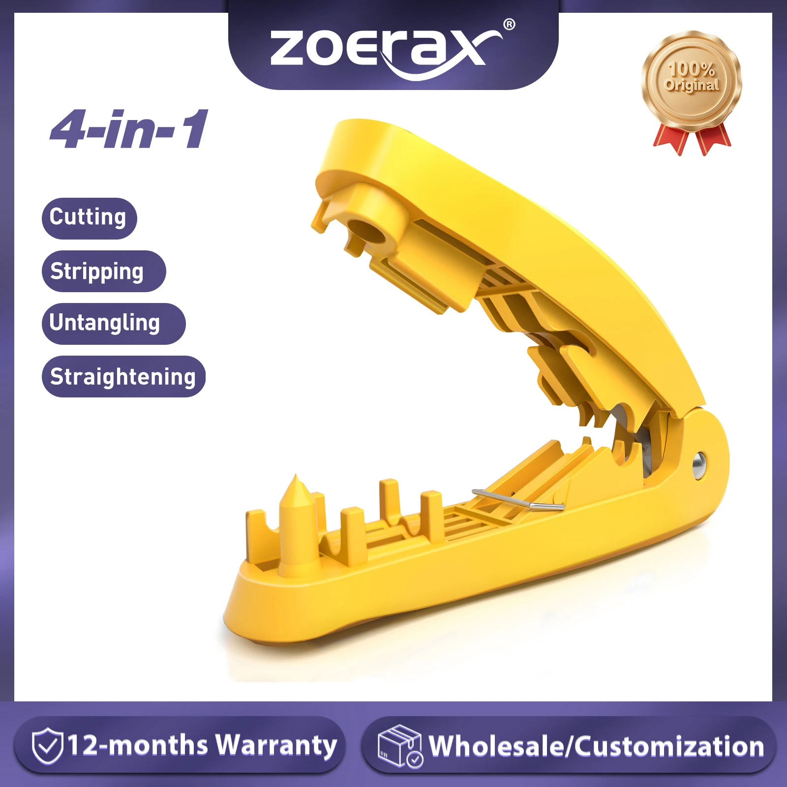 Инструмент для зачистки сетевого кабеля ZoeRax RJ45 4 в 1, инструмент для резки, зачистки, разплутывания и выпрямления кабеля STP/UTP.