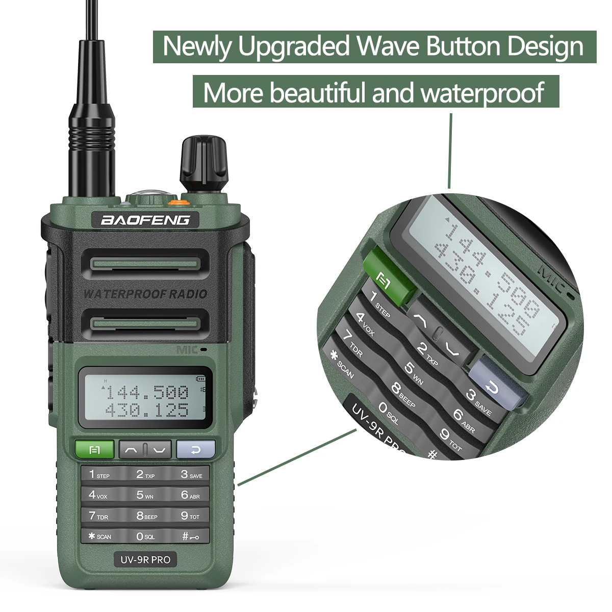 Baofeng UV-9R Pro V2 V1 Walkie Talkie IP68 impermeable de doble banda tipo C actualización de largo alcance Tri-power Ham CB Radio bidireccional
