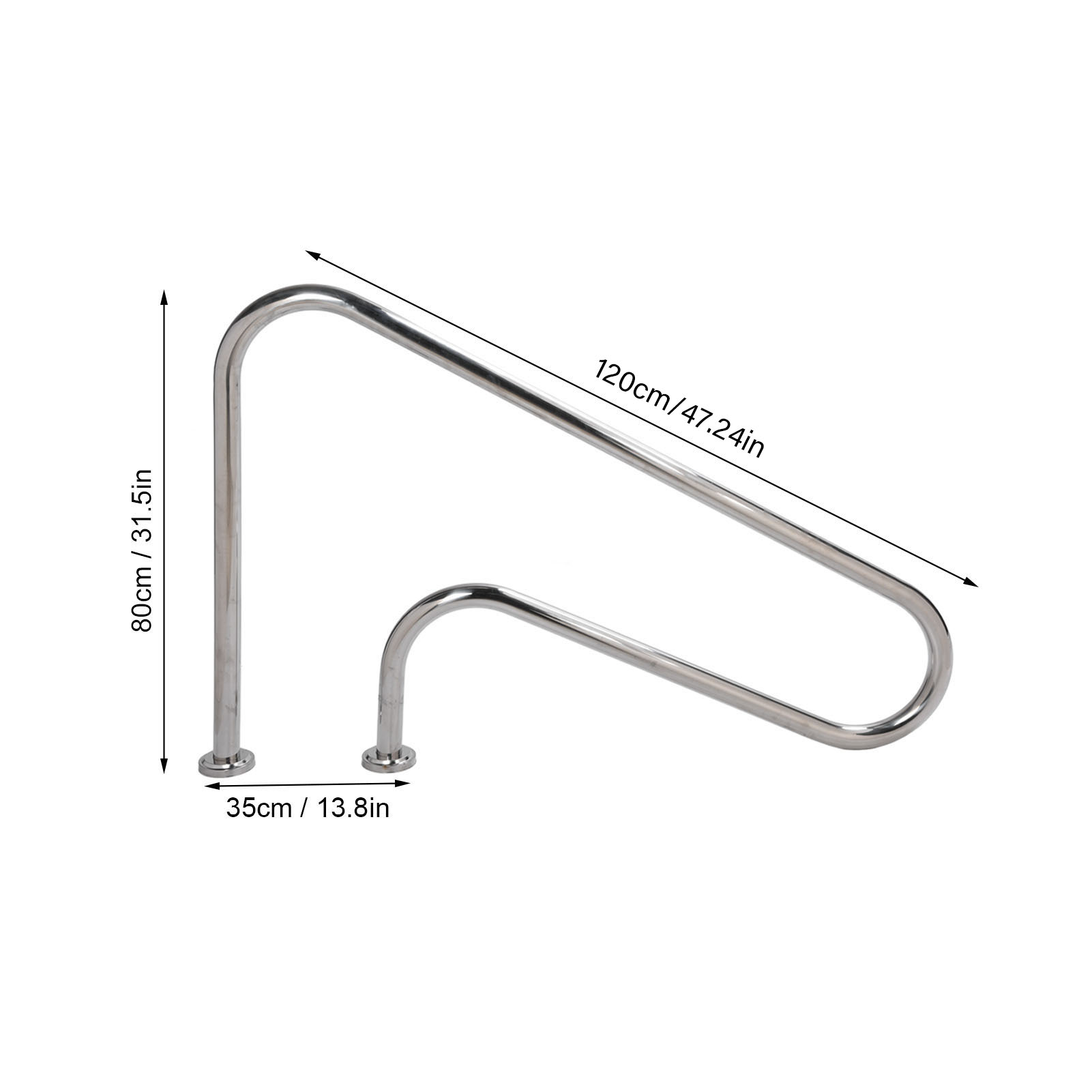 Stainless Steel Pool Handrail Swimming Pool Handrail Stainless Steel Pool Stair Rail Thickened Arc Shaped Underwater Handrail