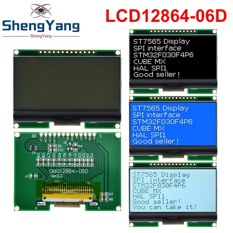 TZT LCD12864-06D 128*64 DOTS COG LCD Module ST7565 Driver With Chinese Font SPI Interface