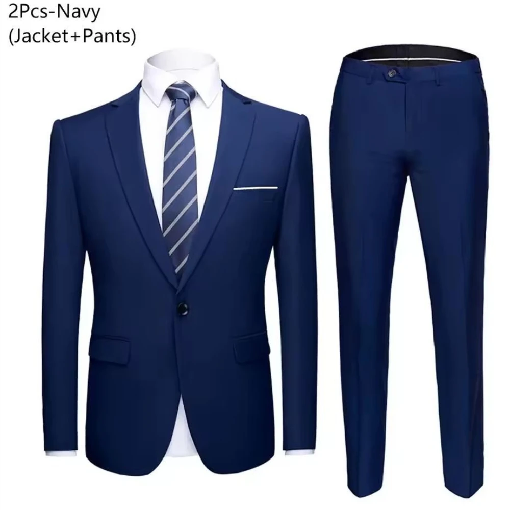 Ensemble de costumes pour hommes, 2 pièces, vestes élégantes, pantalons, blazer, tenue formelle, mode classique, Costume complet 2025