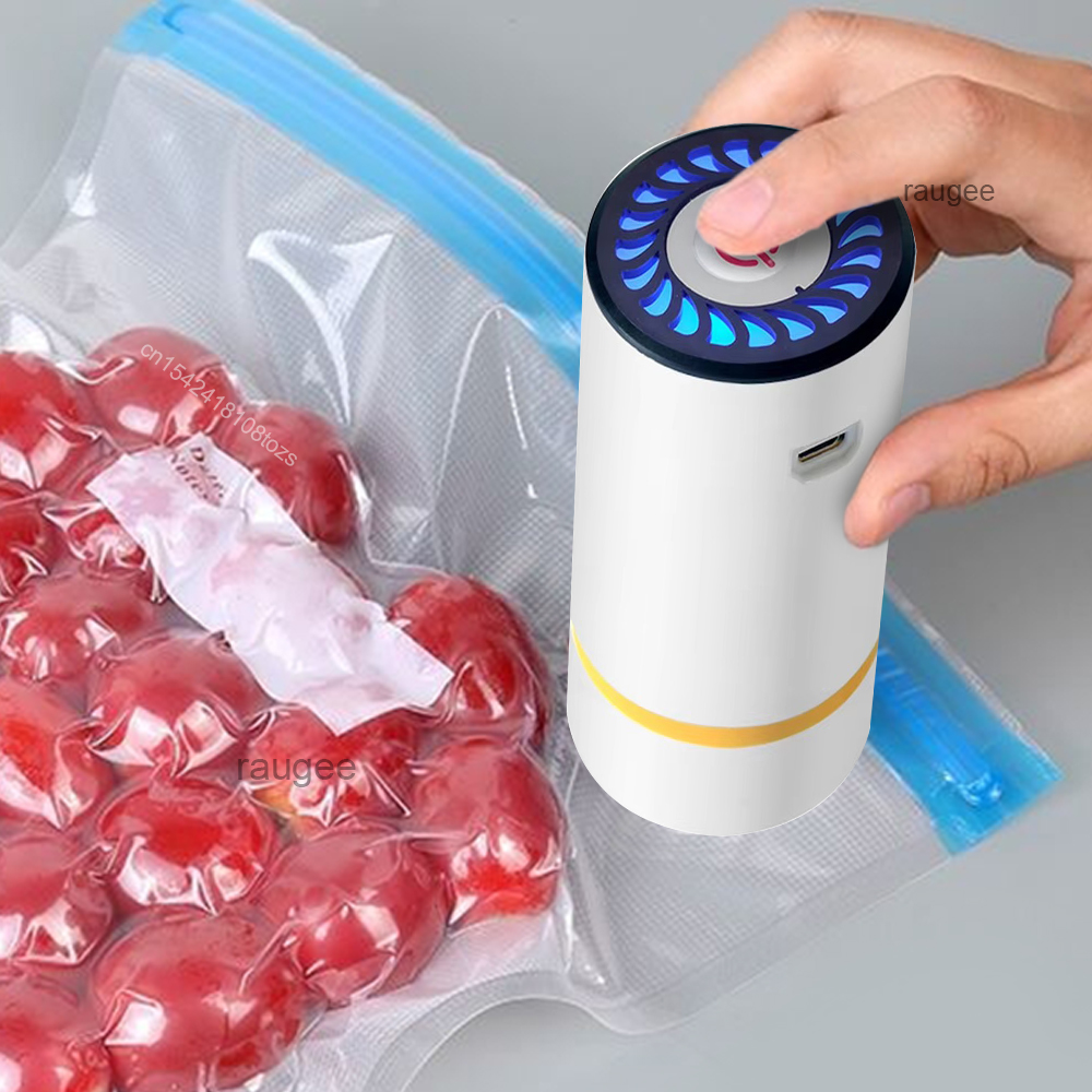 Mini bomba de aire eléctrica recargable para alimentos frescos, bolsa sellada al vacío, bolsa de almacenamiento, máquina automática de compresión al vacío