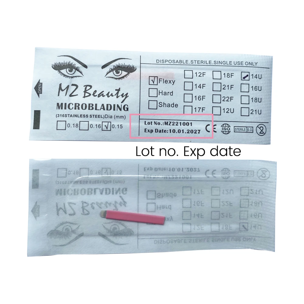Nano Microblading agujas 0,15 MM tatuaje ceja cuchillas Microblade bordado Agulha Nanoneedles para trazos de cabello 3D 50 Uds