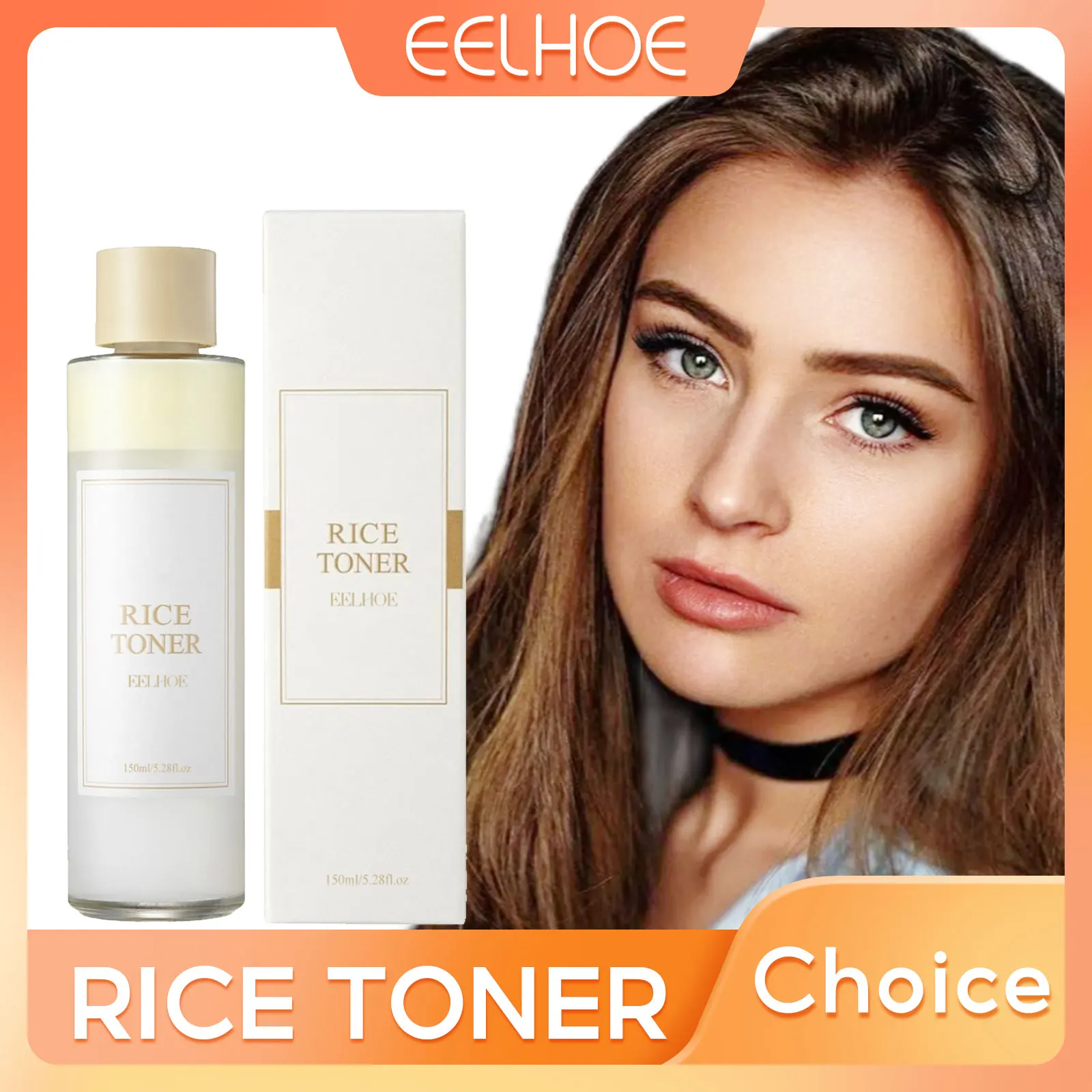 Eelhoe toner de arroz para rosto iluminando soro controle de óleo hidratante facial suave sensível cuidados com a pele poros encolhendo essência