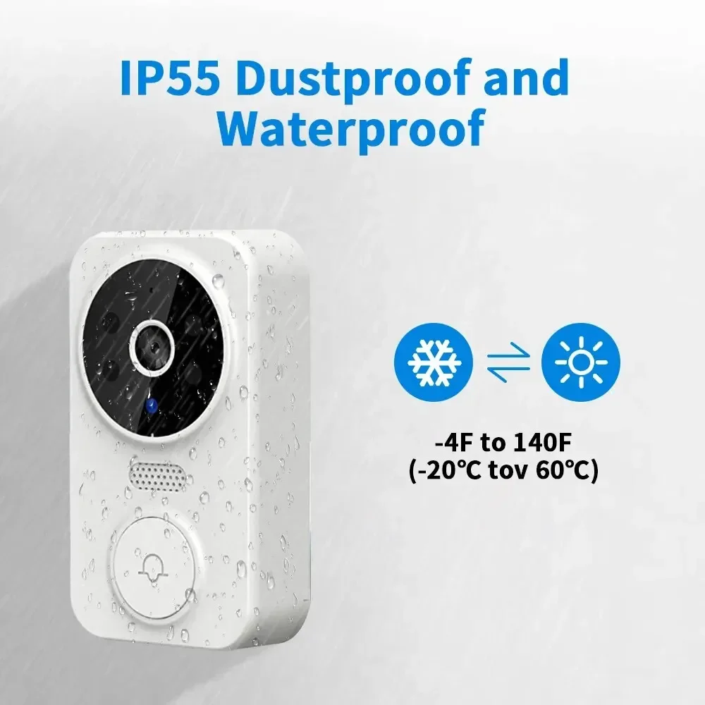Timbre de vídeo WiFi, timbre inalámbrico WiFi para el hogar, batería recargable, cámara de visión nocturna a Color, timbre Visual