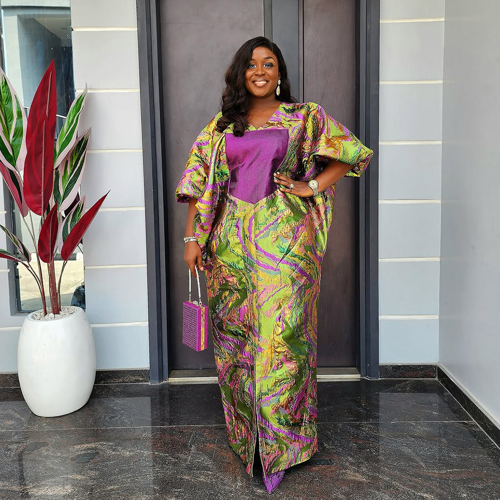 A nova listagem mulher vestidos africanos para festa moda jacquard tecido vestidos de noite mulher elegante luxo mulher kaftan