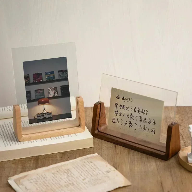 Marco de fotos acrílico de 6 pulgadas, pantalla de fotos de ídolo Kpop de madera, soporte para fotos de fiesta de boda, decoración de fotos de escritorio y oficina, tarjetero